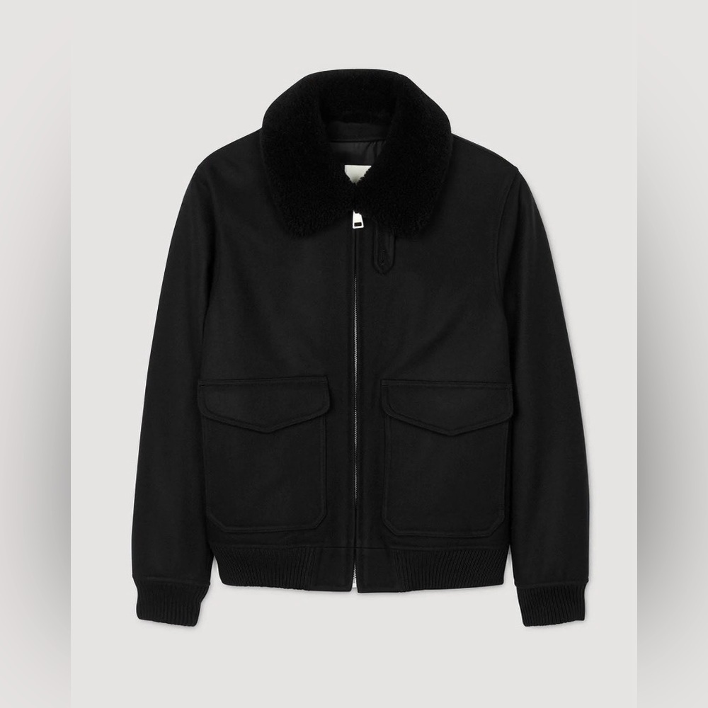 NWT Sandro Aviator Jacket Wool with shearling